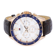  Shop Authentic Tommy Hilfiger Luke Quartz White Dial Brown Leather Strap Watch for Men - 1791118 - Luxxuri