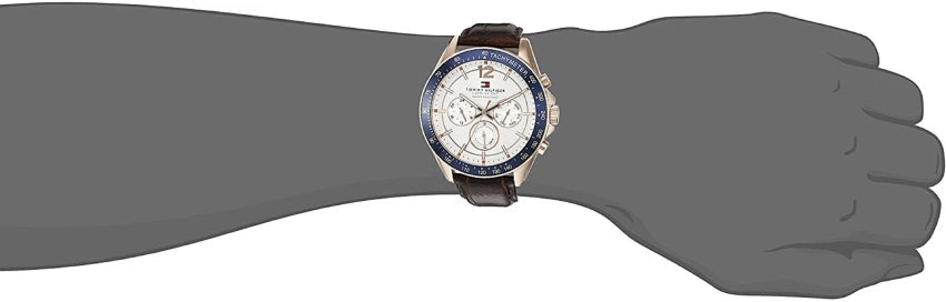  Shop Authentic Tommy Hilfiger Luke Quartz White Dial Brown Leather Strap Watch for Men - 1791118 - Luxxuri
