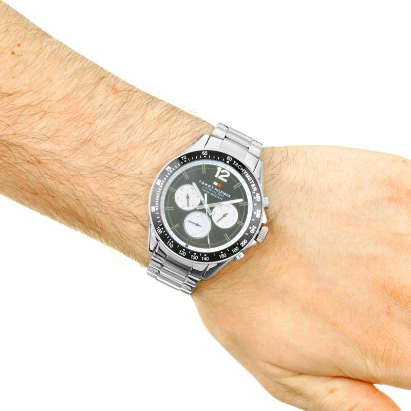  Shop Authentic Tommy Hilfiger Luke Quartz Black Dial Silver Steel Strap Watch for Men - 1791120 - Luxxuri