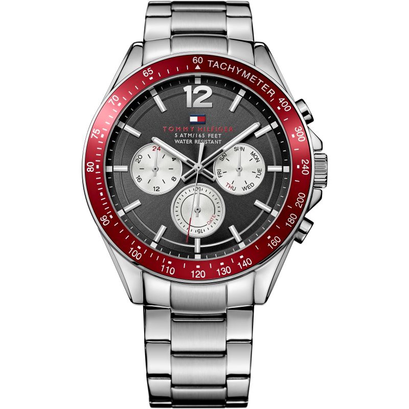  Shop Authentic Tommy Hilfiger Luke Chronograph Black Dial Silver Steel Strap Watch for Men - 1791122 - Luxxuri