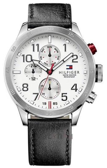  Shop Authentic Tommy Hilfiger Trent Multifunction White Dial Black Leather Strap Watch for Men - 1791138 - Luxxuri