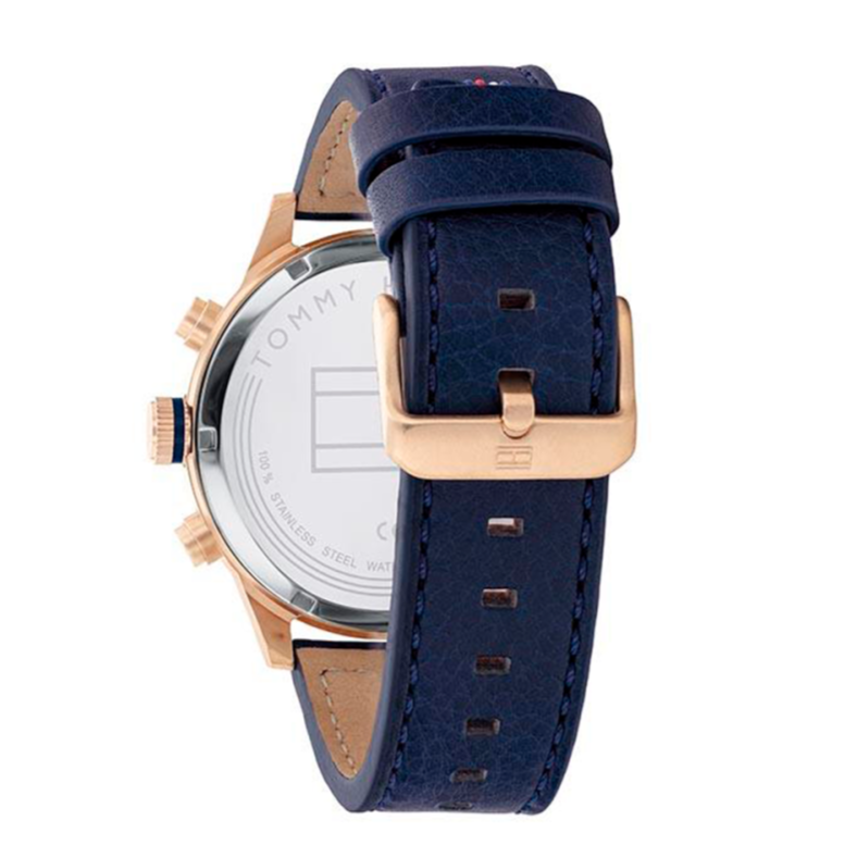  Shop Authentic Tommy Hilfiger Trent Quartz White Dial Blue Leather Strap Watch for Men - 1791139 - Luxxuri