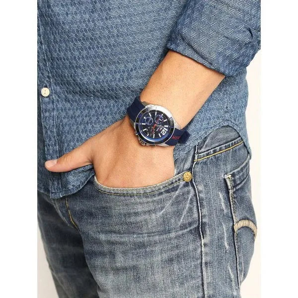  Shop Authentic Tommy Hilfiger Nolan Chronograph Blue Dial Blue Rubber Strap Watch for Men - 1791142 - Luxxuri