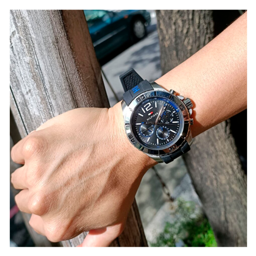  Shop Authentic Tommy Hilfiger Sport Multifunction Black Dial Black Rubber Strap Watch for Men - 1791143 - Luxxuri