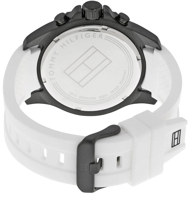  Shop Authentic Tommy Hilfiger Nolan Multi Function White Dial White Rubber Strap Watch for Men - 1791146 - Luxxuri