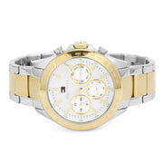  Shop Authentic Tommy Hilfiger Hudson Chronograph White Dial Two Tone Steel Strap Watch For Men - 1791226 - Luxxuri