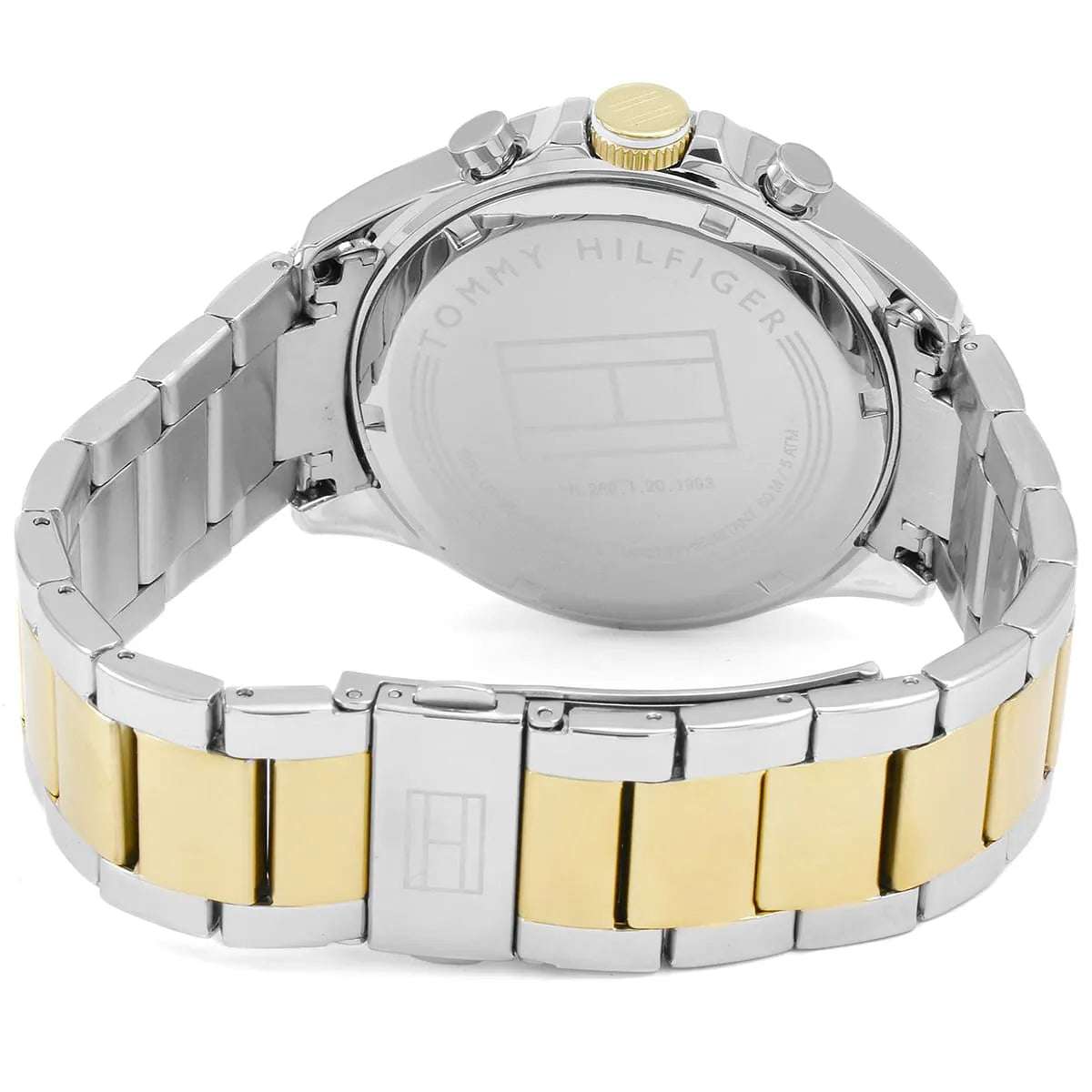  Shop Authentic Tommy Hilfiger Hudson Chronograph White Dial Two Tone Steel Strap Watch For Men - 1791226 - Luxxuri
