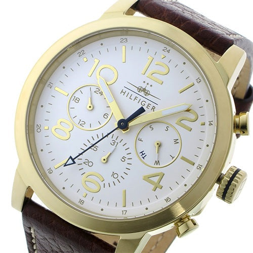  Shop Authentic Tommy Hilfiger Jake Quartz White Dial Brown Leather Strap Watch for Men - 1791231 - Luxxuri