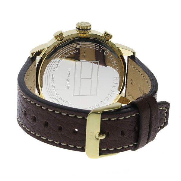  Shop Authentic Tommy Hilfiger Jake Quartz White Dial Brown Leather Strap Watch for Men - 1791231 - Luxxuri