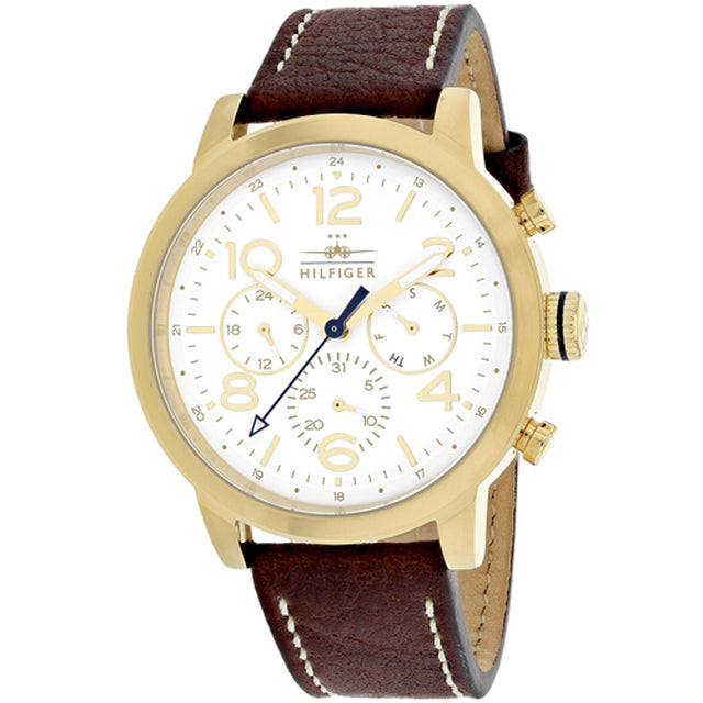  Shop Authentic Tommy Hilfiger Jake Quartz White Dial Brown Leather Strap Watch for Men - 1791231 - Luxxuri