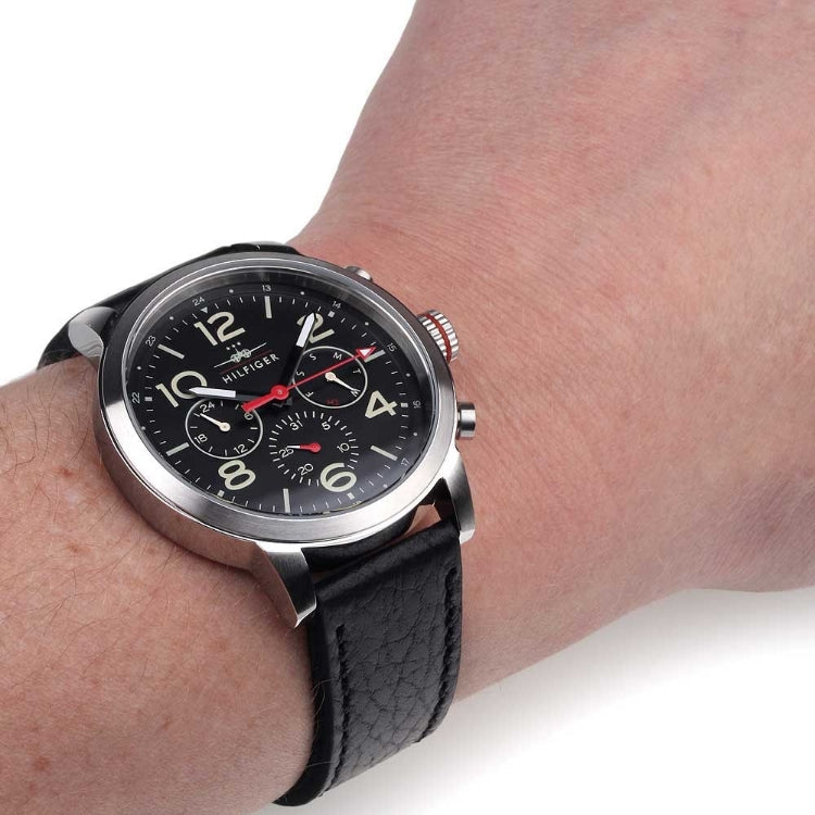  Shop Authentic Tommy Hilfiger Jake Chronograph Black Dial Black Leather Strap Watch for Men - 1791232 - Luxxuri