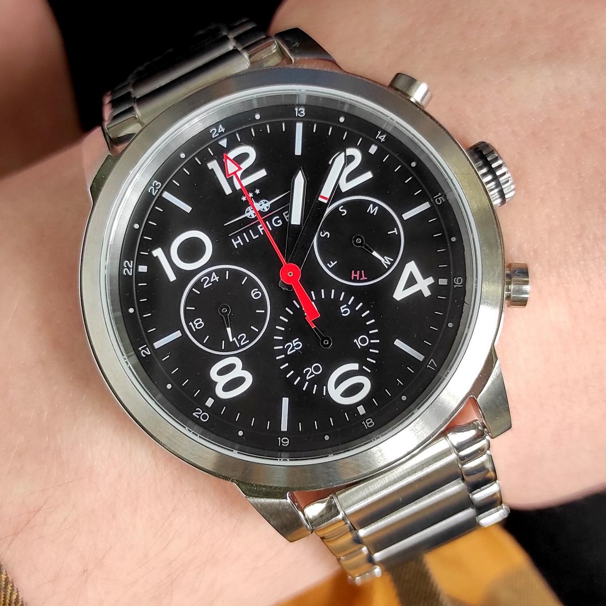  Shop Authentic Tommy Hilfiger Jake Chronograph Black Dial Silver Steel Strap Watch for Men - 1791234 - Luxxuri