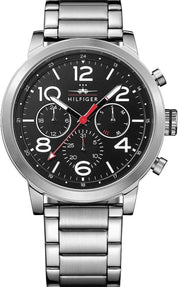  Shop Authentic Tommy Hilfiger Jake Chronograph Black Dial Silver Steel Strap Watch for Men - 1791234 - Luxxuri