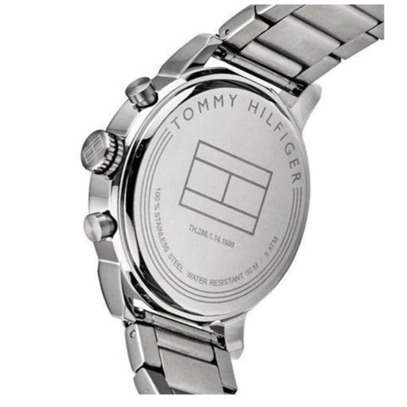  Shop Authentic Tommy Hilfiger Jake Chronograph Black Dial Silver Steel Strap Watch for Men - 1791234 - Luxxuri