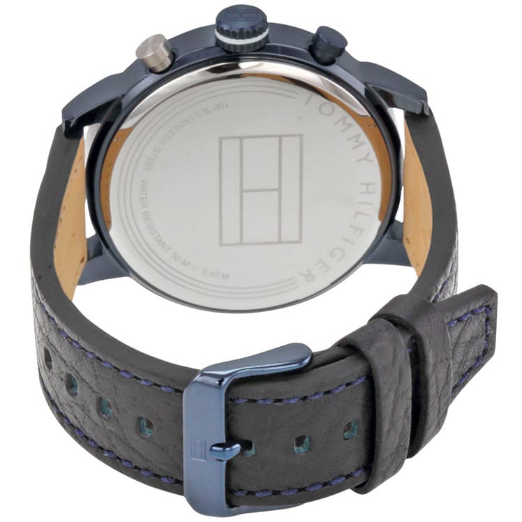  Shop Authentic Tommy Hilfiger Jake Multi Function Quartz White Dial Black Leather Strap Watch for Men - 1791235 - Luxxuri