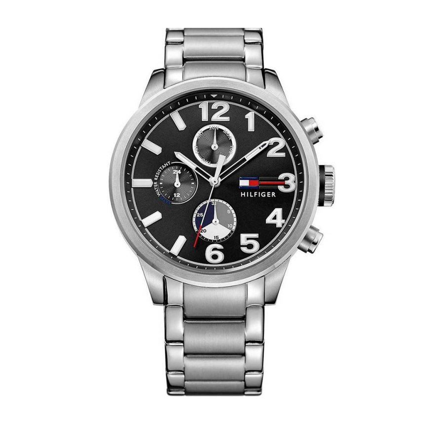  Shop Authentic Tommy Hilfiger Jake Chronograph Black Dial Silver Steel Strap Watch for Men - 1791234 - Luxxuri