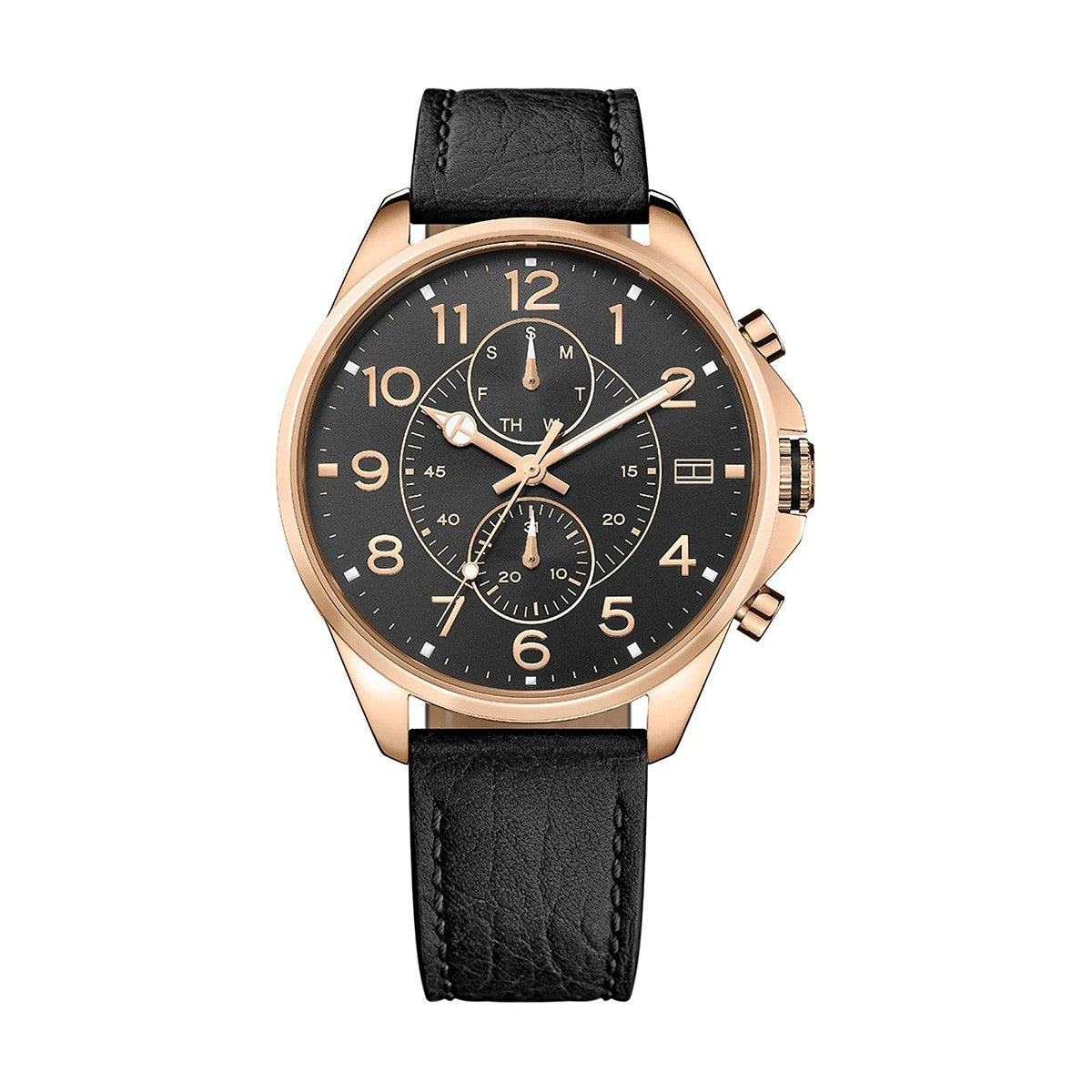  Shop Authentic Tommy Hilfiger Dean Chronograph Quartz Black Dial Black Leather Strap Watch for Men - 1791273 - Luxxuri