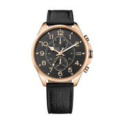  Shop Authentic Tommy Hilfiger Dean Chronograph Quartz Black Dial Black Leather Strap Watch for Men - 1791273 - Luxxuri