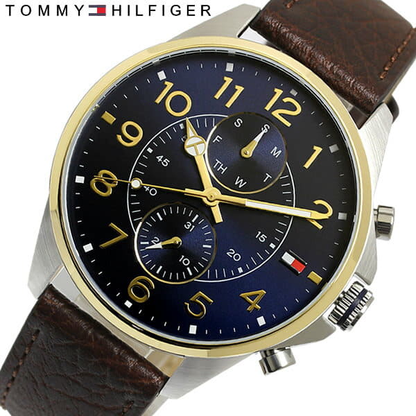  Shop Authentic Tommy Hilfiger Dean Multifunctional Blue Dial Brown Leather Strap Watch for Men - 1791275 - Luxxuri