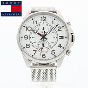  Shop Authentic Tommy Hilfiger Dean Chronograph White Dial Silver Mesh Bracelet Watch for Men - 1791277 - Luxxuri