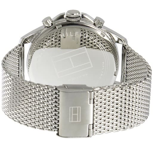  Shop Authentic Tommy Hilfiger Dean Chronograph White Dial Silver Mesh Bracelet Watch for Men - 1791277 - Luxxuri
