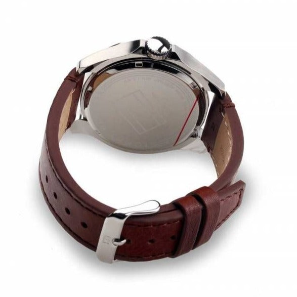  Shop Authentic Tommy Hilfiger Bruce Analog Blue Dial Brown Leather Strap Watch for Men - 1791278 - Luxxuri