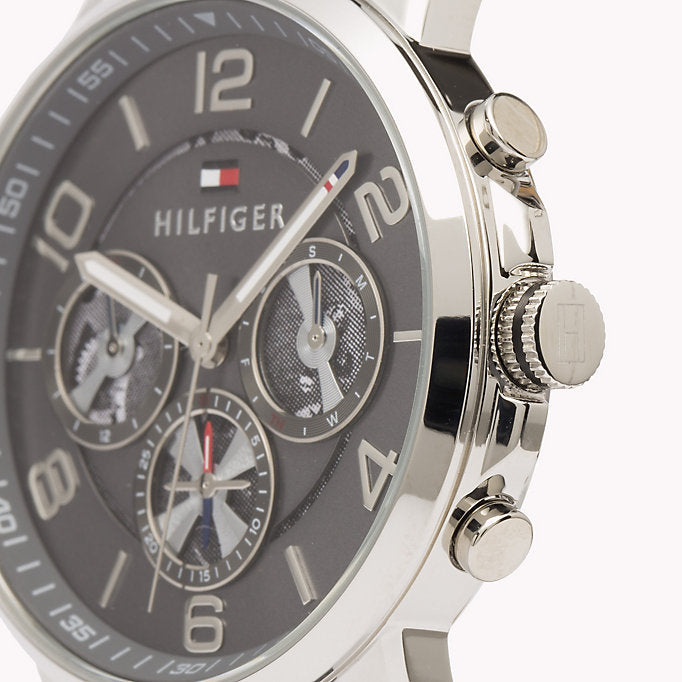  Shop Authentic Tommy Hilfiger Keagan Quartz Grey Dial Black Leather Strap Watch for Men - 1791289 - Luxxuri
