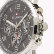  Shop Authentic Tommy Hilfiger Keagan Quartz Grey Dial Black Leather Strap Watch for Men - 1791289 - Luxxuri
