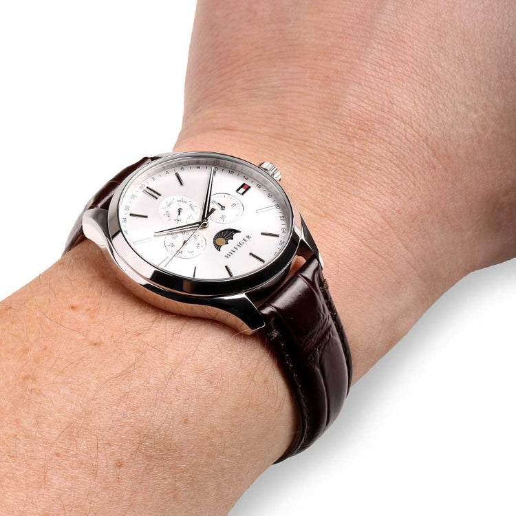  Shop Authentic Tommy Hilfiger Oliver Quartz White Dial Brown Leather Strap Watch for Men - 1791304 - Luxxuri