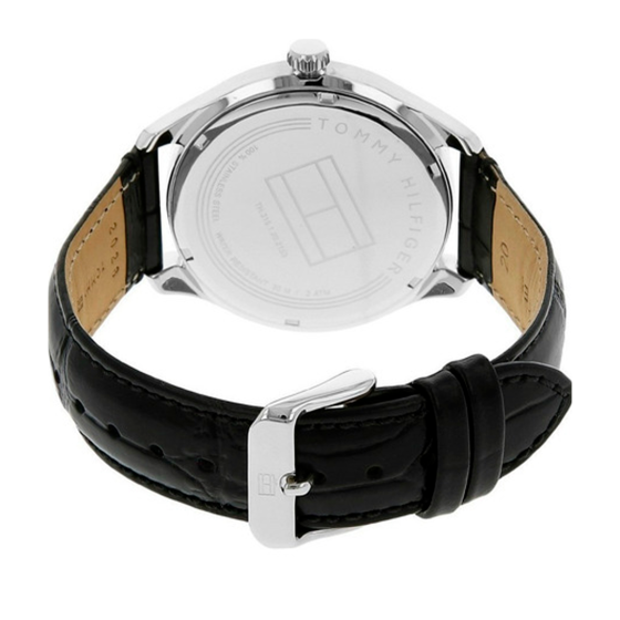  Shop Authentic Tommy Hilfiger Oliver Analog Silver Dial Black Leather Strap Watch for Men - 1791305 - Luxxuri
