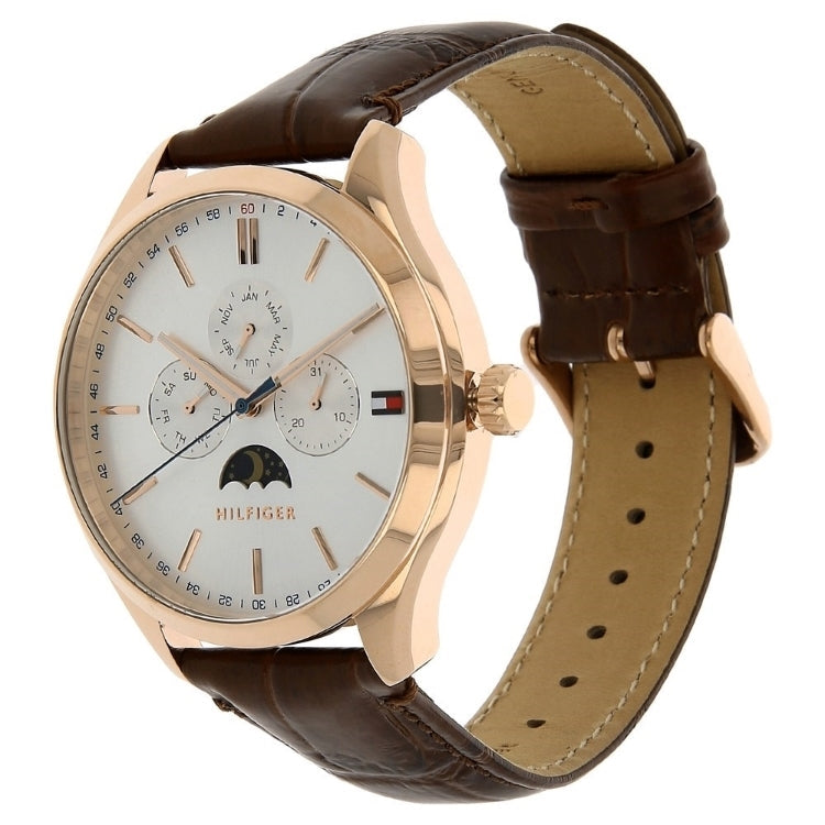  Shop Authentic Tommy Hilfiger Oliver Chronograph White Dial Brown Leather Strap Watch for Men - 1791306 - Luxxuri