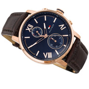  Shop Authentic Tommy Hilfiger Aiden Quartz Blue Dial Brown Leather Strap Watch for Men - 1791308 - Luxxuri