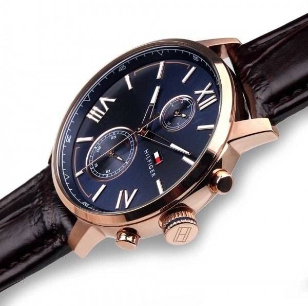  Shop Authentic Tommy Hilfiger Aiden Quartz Blue Dial Brown Leather Strap Watch for Men - 1791308 - Luxxuri