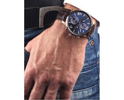  Shop Authentic Tommy Hilfiger Aiden Quartz Blue Dial Brown Leather Strap Watch for Men - 1791308 - Luxxuri