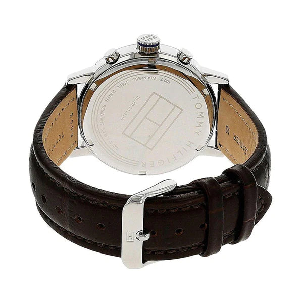  Shop Authentic Tommy Hilfiger Aiden Quartz Black Dial Brown Leather Strap Watch for Men - 1791309 - Luxxuri