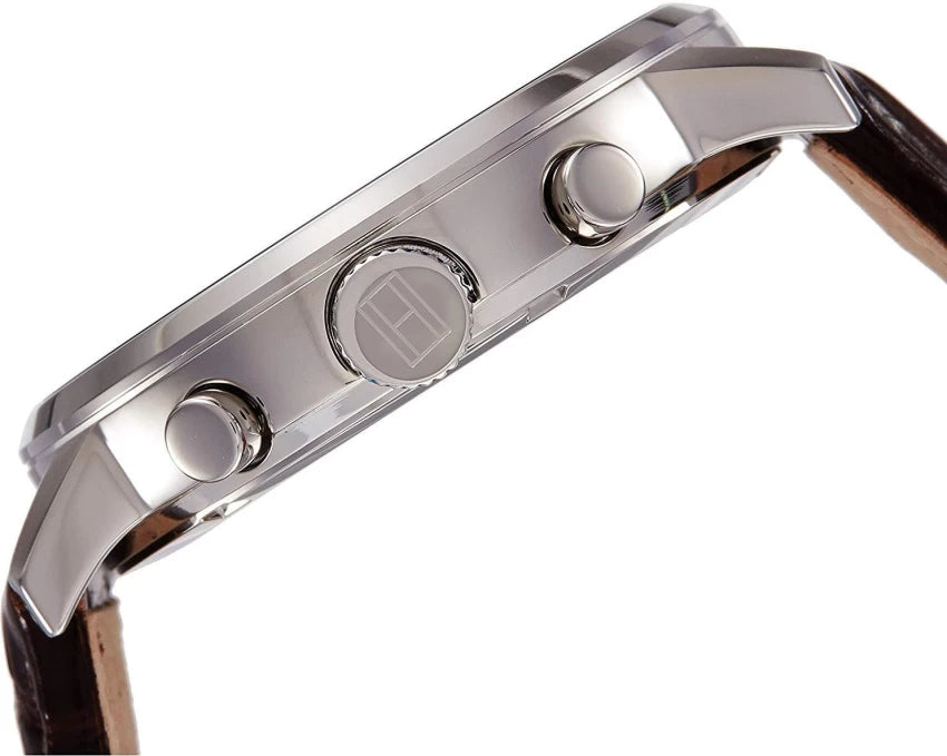  Shop Authentic Tommy Hilfiger Aiden Quartz Black Dial Brown Leather Strap Watch for Men - 1791309 - Luxxuri