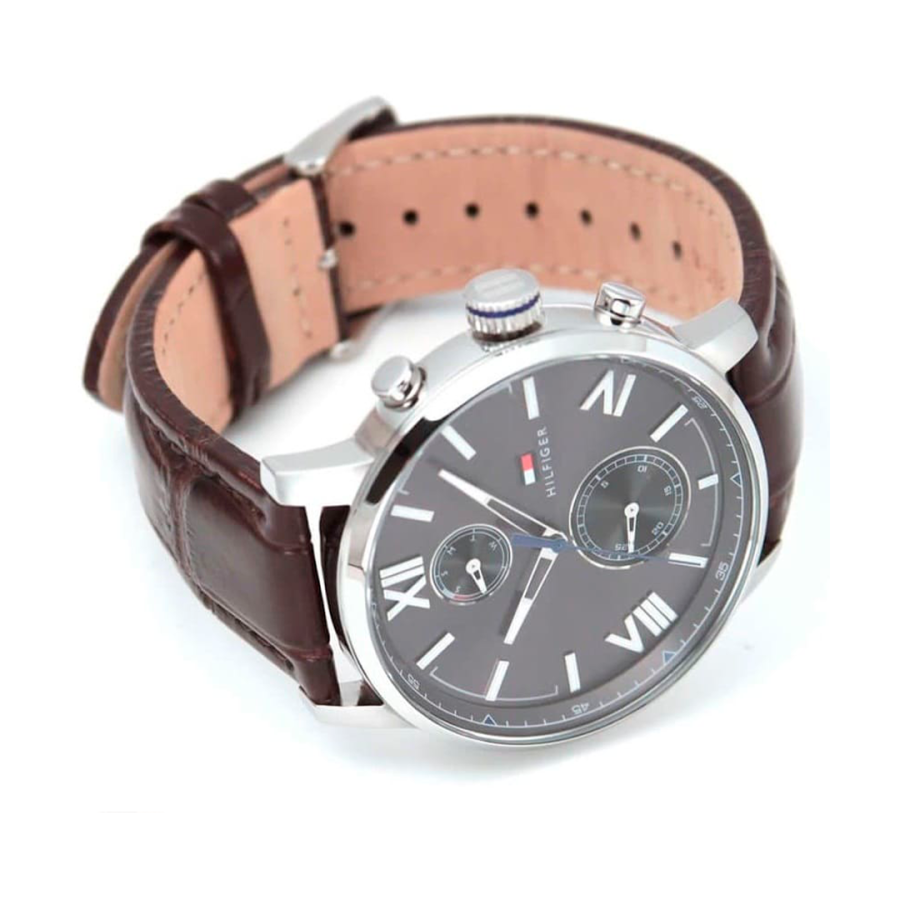  Shop Authentic Tommy Hilfiger Aiden Quartz Black Dial Brown Leather Strap Watch for Men - 1791309 - Luxxuri