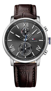  Shop Authentic Tommy Hilfiger Aiden Quartz Black Dial Brown Leather Strap Watch for Men - 1791309 - Luxxuri