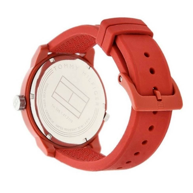  Shop Authentic Tommy Hilfiger Denim Quartz Red Dial Red Rubber Strap Watch for Men - 1791323 - Luxxuri