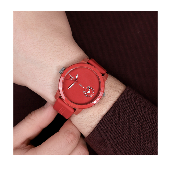  Shop Authentic Tommy Hilfiger Denim Quartz Red Dial Red Rubber Strap Watch for Men - 1791323 - Luxxuri