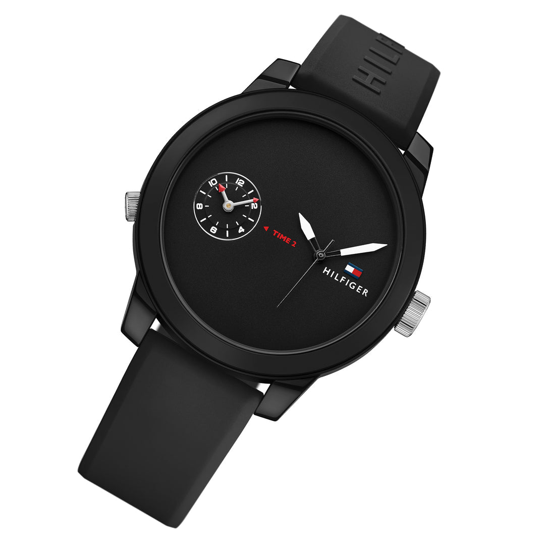  Shop Authentic Tommy Hilfiger Denim Black Dial Black Rubber Strap Watch for Men - 1791326 - Luxxuri