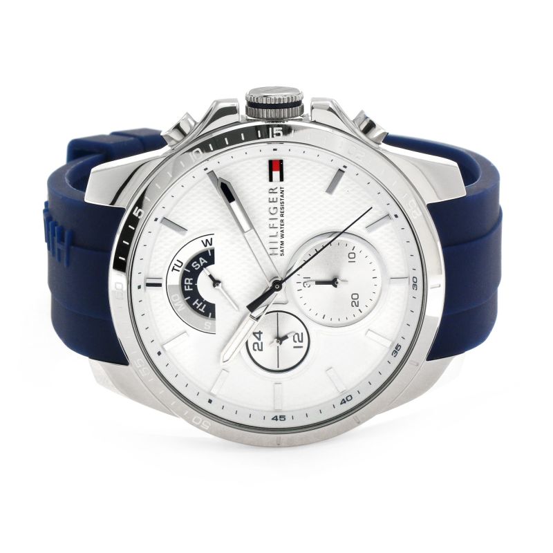  Shop Authentic Tommy Hilfiger Decker Quartz White Dial Blue Rubber Strap Watch for Men - 1791349 - Luxxuri
