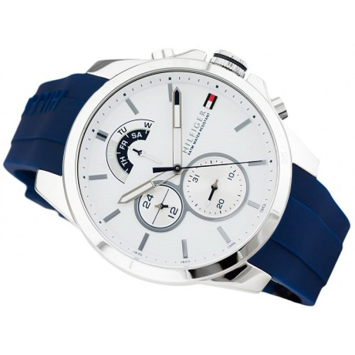  Shop Authentic Tommy Hilfiger Decker Quartz White Dial Blue Rubber Strap Watch for Men - 1791349 - Luxxuri