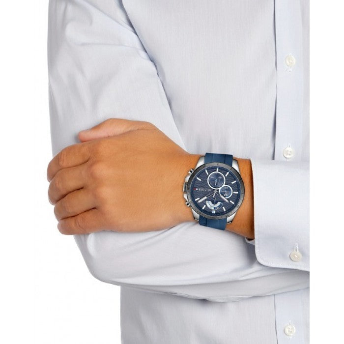  Shop Authentic Tommy Hilfiger Decker Quartz Blue Dial Blue Rubber Strap Watch for Men - 1791350 - Luxxuri