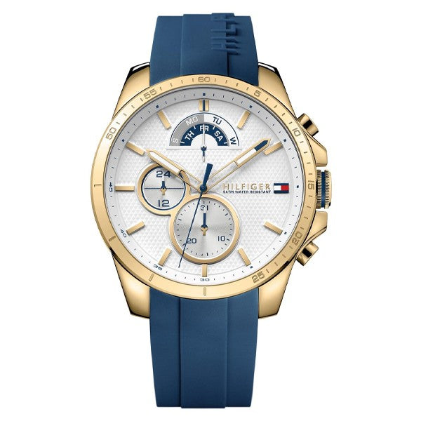  Shop Authentic Tommy Hilfiger Decker White Dial Blue Rubber Strap Watch for Men - 1791353 - Luxxuri