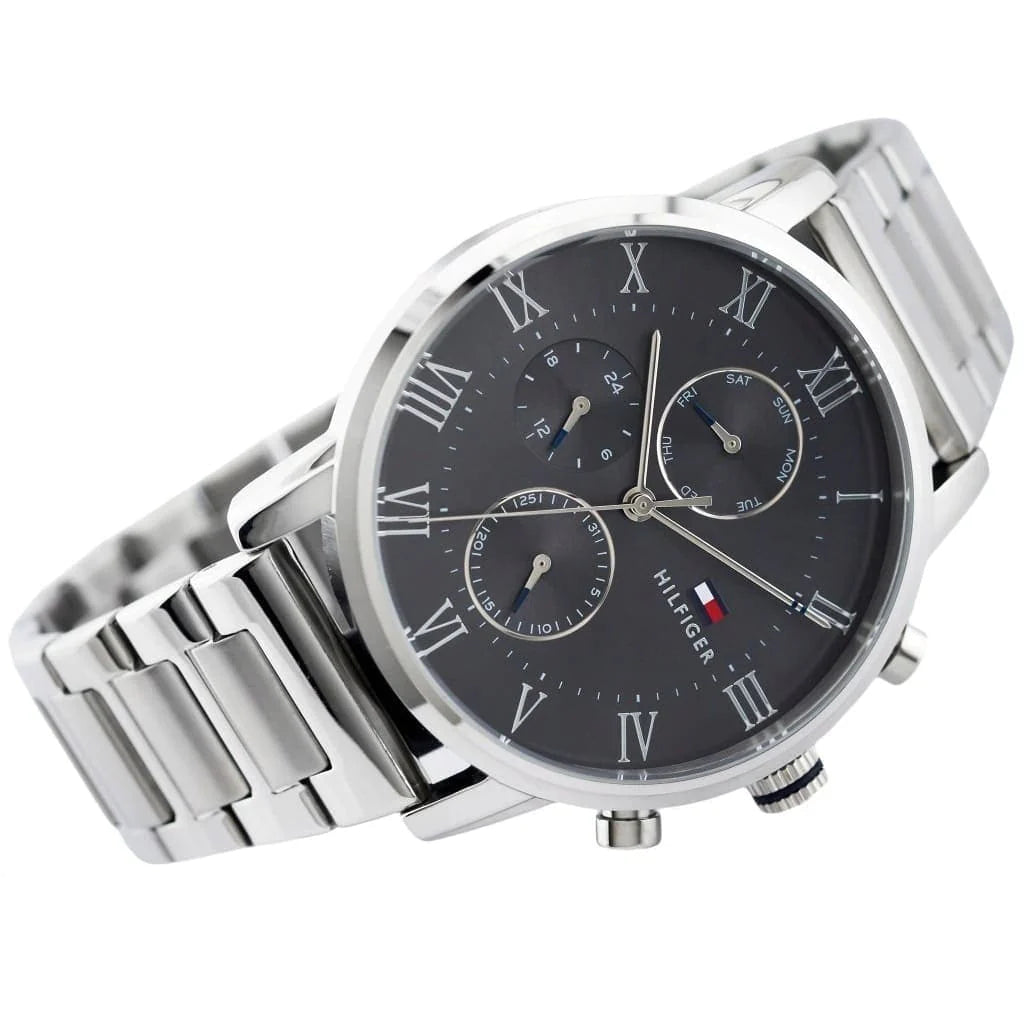  Shop Authentic Tommy Hilfiger Kane Chronograph Grey Dial Silver Steel Strap Watch for Men - 1791397 - Luxxuri