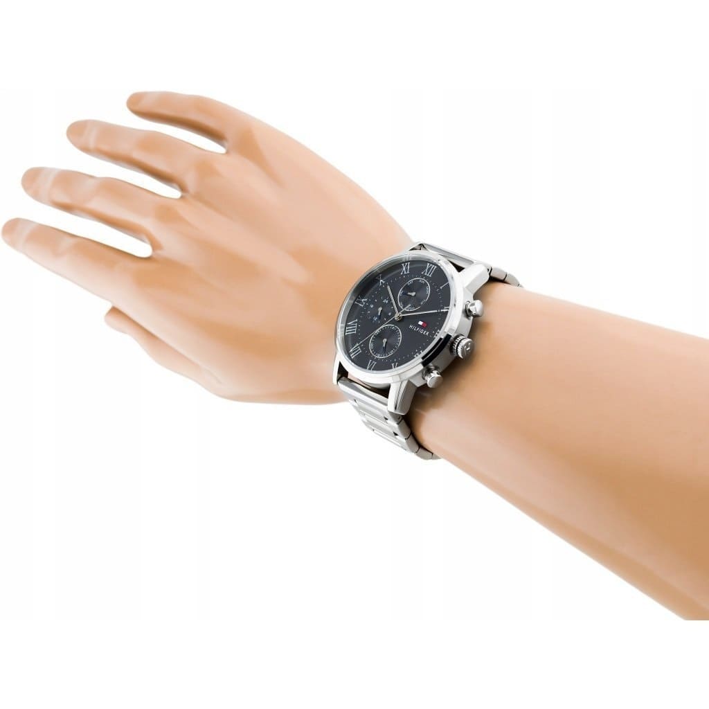  Shop Authentic Tommy Hilfiger Kane Chronograph Grey Dial Silver Steel Strap Watch for Men - 1791397 - Luxxuri