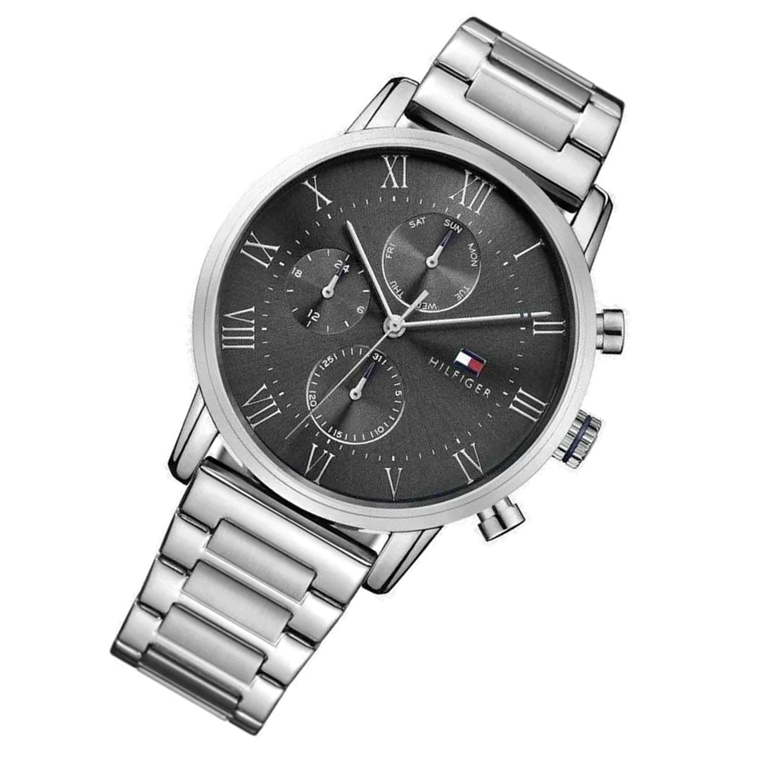  Shop Authentic Tommy Hilfiger Kane Chronograph Grey Dial Silver Steel Strap Watch for Men - 1791397 - Luxxuri