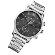  Shop Authentic Tommy Hilfiger Kane Chronograph Grey Dial Silver Steel Strap Watch for Men - 1791397 - Luxxuri