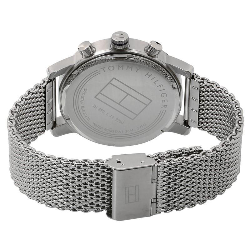  Shop Authentic Tommy Hilfiger Kane Quartz Blue Dial Silver Mesh Bracelet Watch for Men - 1791398 - Luxxuri